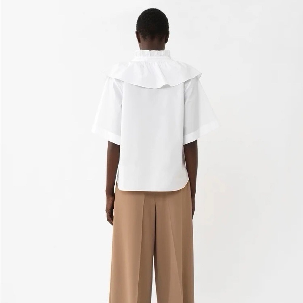 NEW See By Chloe Women’s White Cotton Poplin Short Sleeve Blouse Top Size 8 - Picture 4 of 9